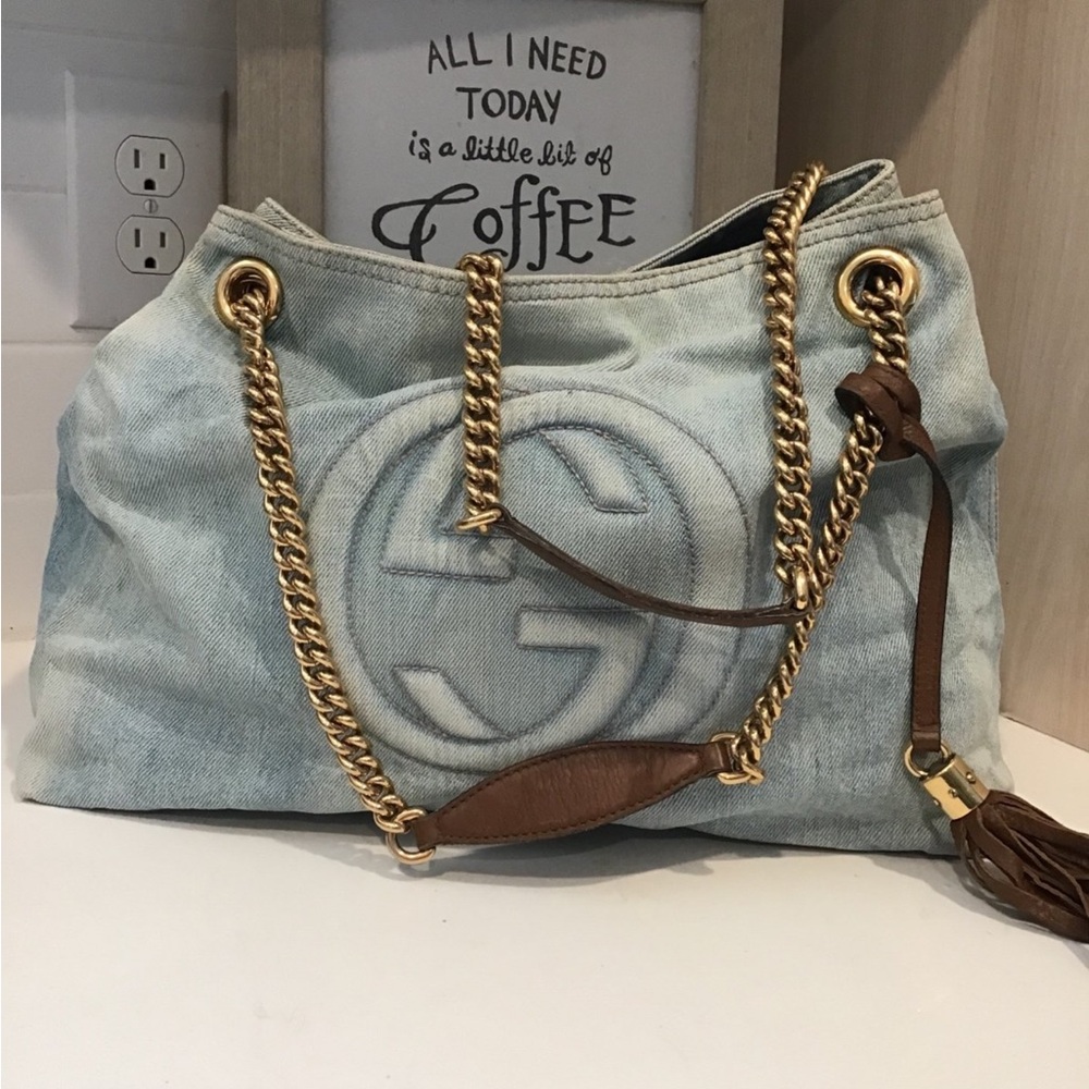Gucci denim soho chain shoulder bag